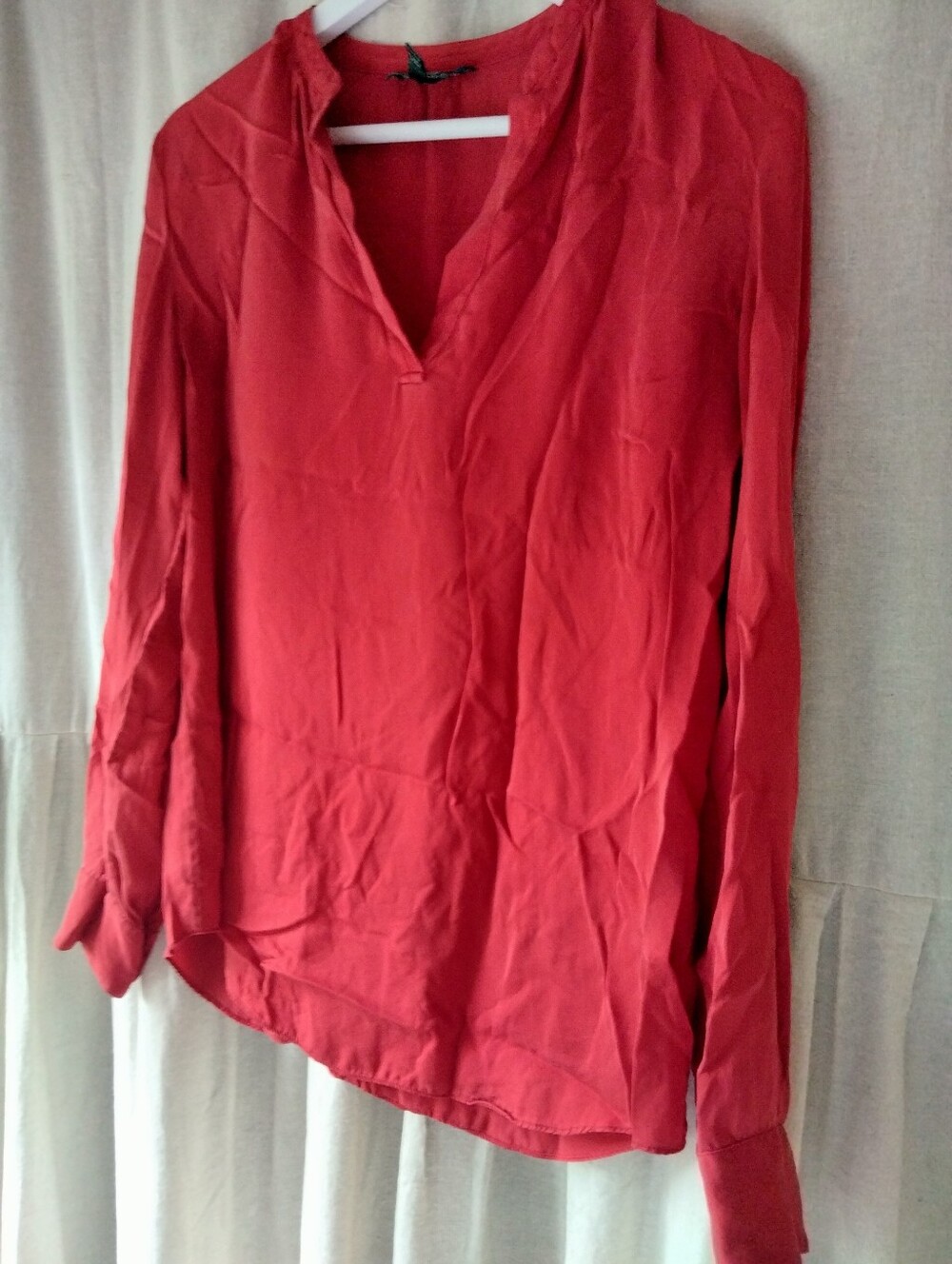 Ralph Lauren Red Silk Blouse Size Medium